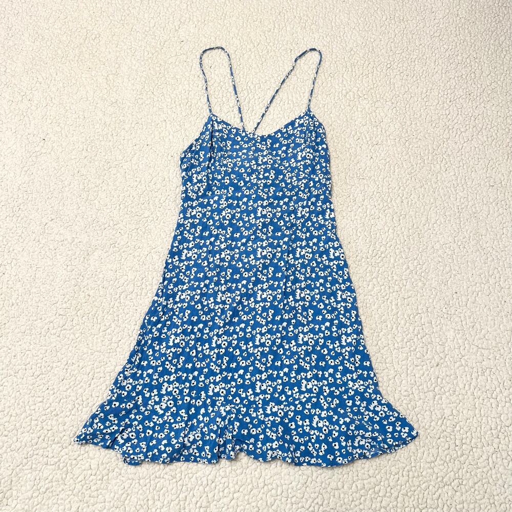Zara Blue Ditsy Floral Print Mini Dress